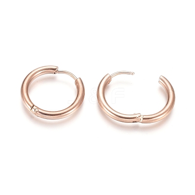 Ion Plating(IP) 304 Stainless Steel Huggie Hoop Earrings EJEW-F111B-19mm-RG-1