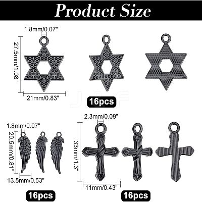 48Pcs 3 Style Alloy Pendants FIND-FH0004-28-1