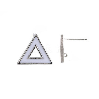 Brass with Enamel Stud Earring Findings KK-S356-673P-NF-1