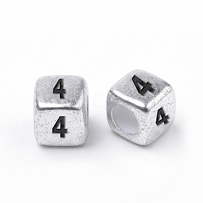 Antique Silver Plated Acrylic Beads PB43C9308-4-1