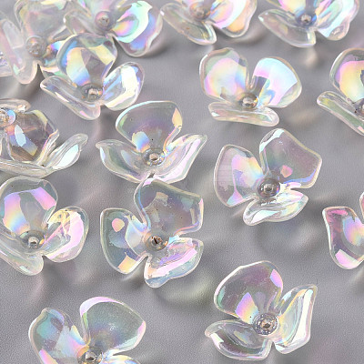 3-Petal Transparent Acrylic Bead Caps X-TACR-S156-016-1