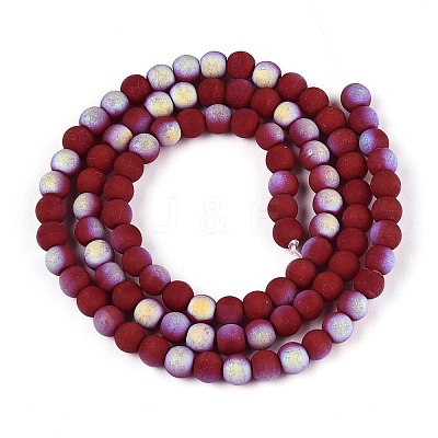 Frosted Opaque Glass Beads Strands GLAA-T032-P4mm-MBB05-1