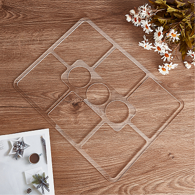 Rectangle 9 Pocket Acrylic Tray Router Templates for Woodworking FIND-WH0420-59-1