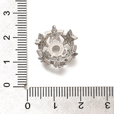 Rack Plating Brass Micro Pave Clear Cubic Zirconia Bead Caps KK-H508-25B-P-1