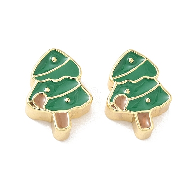 Christmas Brass Enamel Beads KK-I474-G02-1
