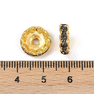 Brass Rhinestone Spacer Beads RB-A014-L12mm-18G-1