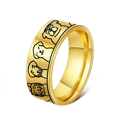 304 Stainless Steel Dog Pattern Finger Rings WGEC5FF-01-1