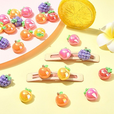 40Pcs 5 Styles UV Plating Opaque Resin Cabochons RESI-CJ0005-13-1