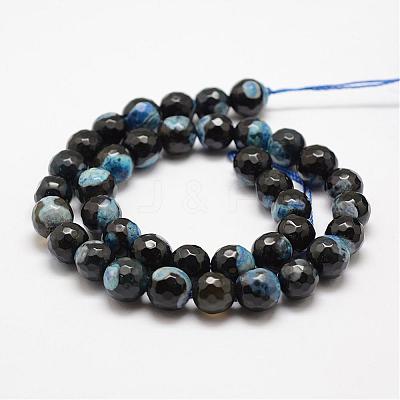 Faceted Natural Fire Crackle Agate Beads Strands G-F447-10mm-A14-1