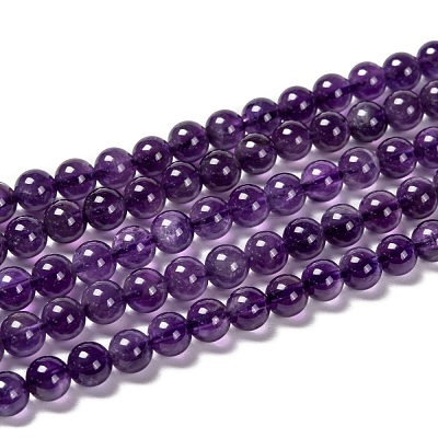 Natural Amethyst Round Bead Strands X-G-M304-18-6mm-1