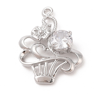 Brass Inlay Clear Glass Pendants KK-S388-30P-1