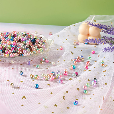 910Pcs 13 Colors Rainbow ABS Plastic Imitation Pearl Beads OACR-CD0001-10-1