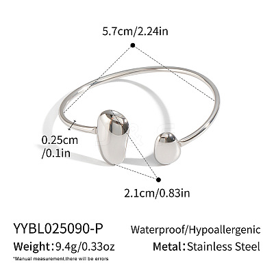 304 Stainless Steel Teardrop Cuff Bangles for women LP8428-2-1