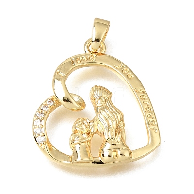 Brass Micro Pave Clear Cubic Zirconia Pendants KK-C263-24B-G-1
