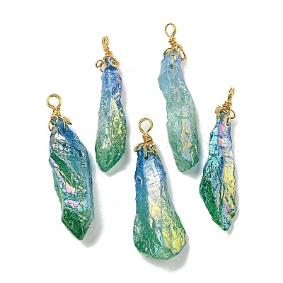 Electroplated Raw Rough Natural Quartz Crystal Big Pendants G-A229-02G-03-1
