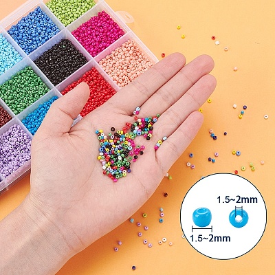 195G 15 Colors Glass Seed Beads SEED-YW0001-11C-1