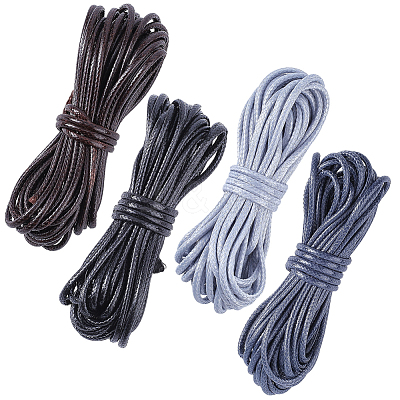 4Pcs 4 Colors Braided Round Waxed Polyester Cords YC-CL0001-04-1