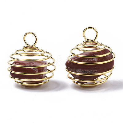 Iron Wrap-around Spiral Bead Cage Pendants IFIN-R239-G-1