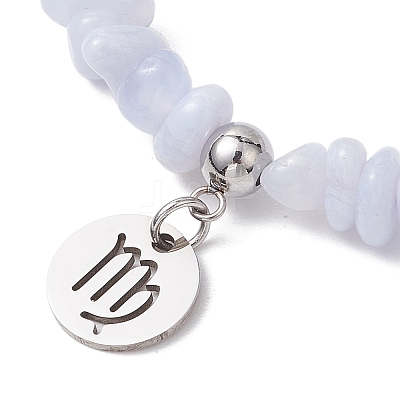 Natural Blue Lace Agate Chip Beaded Stretch Bracelets BJEW-JB11133-08-1