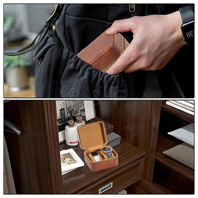 Imitation Leather Double Watch Storage Zipper Boxes CON-WH0089-227B-1