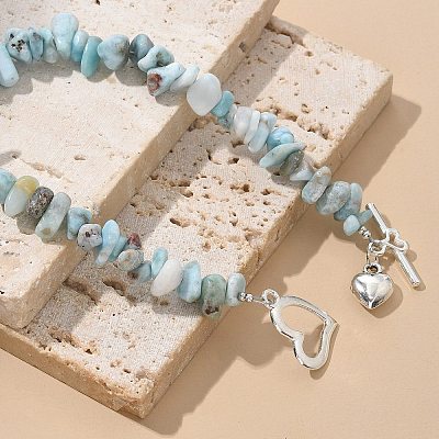 Natural Larimar Beaded Bracelets BJEW-JB02681-01-1