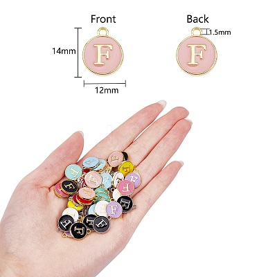 120Pcs 12 Colors Golden Plated Alloy Charms ENAM-SZ0001-64F-1