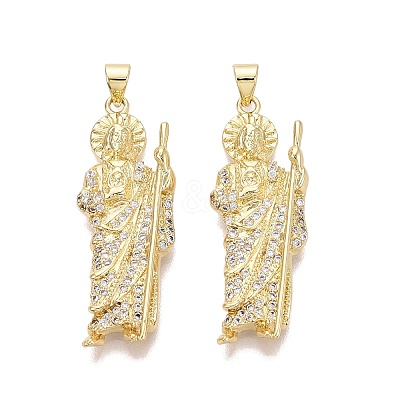 Religion Brass Micro Pave Clear Cubic Zirconia Pendants KK-N287-46E-G-1