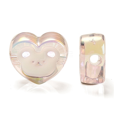 UV Plating Rainbow Iridescent Acrylic Enamel Beads OACR-G012-10-1