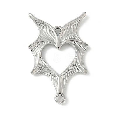 304 Stainless Steel Bat Wings Heart Links Connector Charms STAS-S186-13P-1