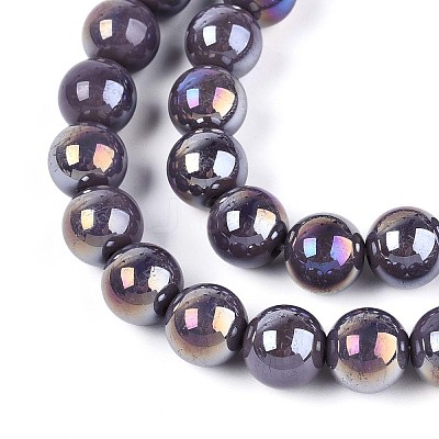 Electroplate Opaque Glass Beads Strands GLAA-T032-P10mm-AB15-1