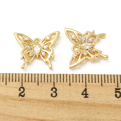 Hollow Brass Micro Pave Cubic Zirconia Pendants X-KK-H460-51G-1