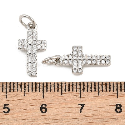 Brass Micro Pave Clear Cubic Zirconia Pendants CU-CBADC6C-05P-02-1
