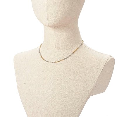 Two Tone 304 Stainless Steel Cable Chains Necklaces NJEW-JN03610-1