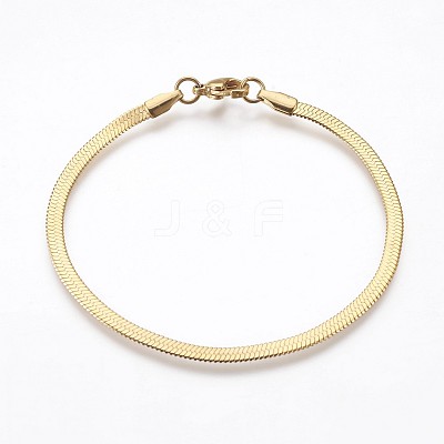 Ion Plating(IP) 304 Stainless Steel Herringbone Chain Bracelets BJEW-P236-15G-1