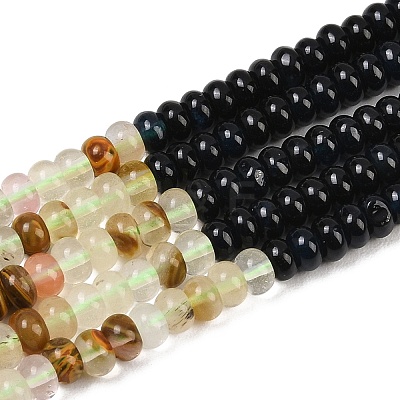 Watermelon Stone Glass & Dyed Natural White Jade Beads Strands G-Z135-C03-1