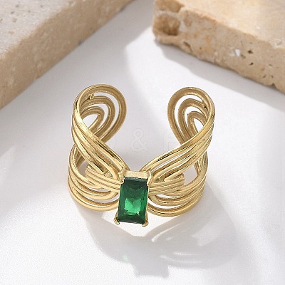 304 Stainless Steel Cuff Rings for Women RJEW-D302-03G-08-1