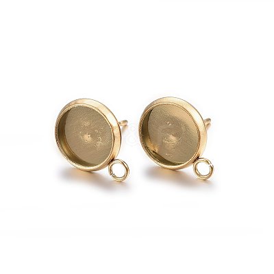 Ion Plating(IP) 304 Stainless Steel Stud Earring Settings STAS-H467-08G-12mm-1