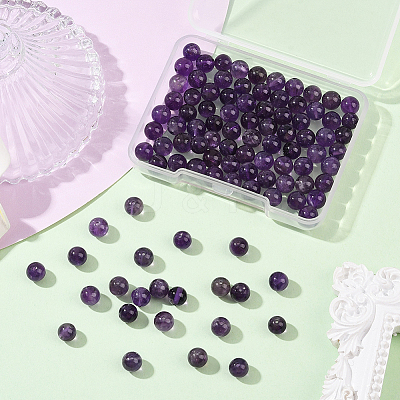 100Pcs Natural Amethyst Beads G-SP0001-22B-1