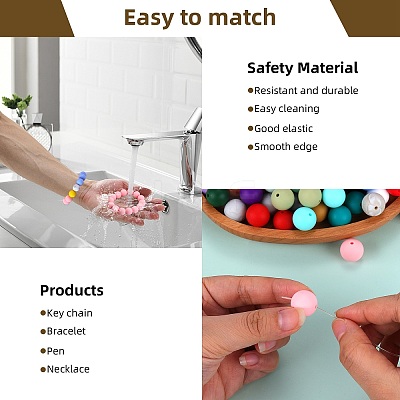 80Pcs Round Silicone Focal Beads SIL-SZ0001-24-31-1