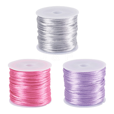 3 Rolls 3 Colors Nylon Satin Rattail Cords NWIR-TA0001-45B-1