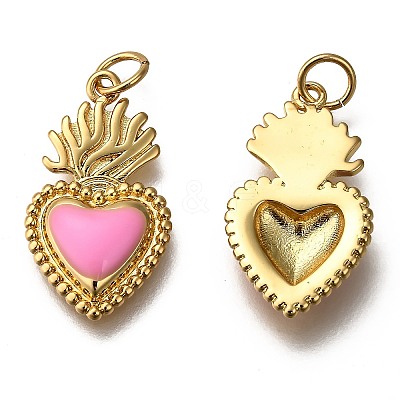 Golden Tone Brass Enamel Pendants KK-K750-01G-C-1