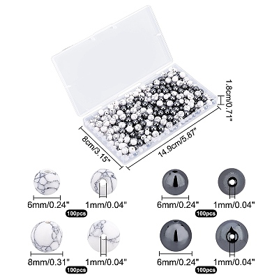 400Pcs 4 Style Synthetic Gemstone Beads G-FH0001-53-1