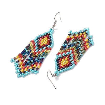 Boho 304 Stainless Steel with Glass Dangle Stud Earring EJEW-MZ00175-02-1