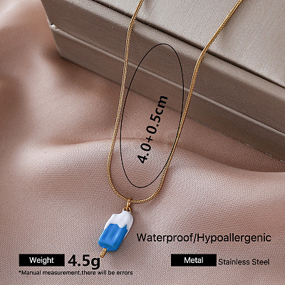 304 Stainless Steel Enamel Ice Cream Pendant Necklaces for Women FB4666-5-1
