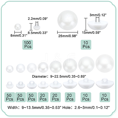 340Pcs 10 Style Plastic Shank Buttons Sets BUTT-PH0001-22-1