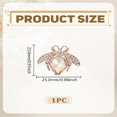 1Pc Bees Alloy Rhinestone Brooches for Backpack Clothes JEWB-LP0010-09-1