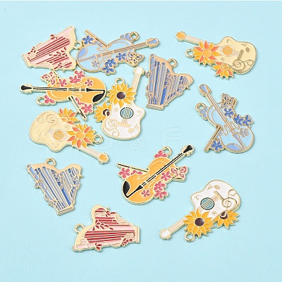 12Pcs 6 Styles Alloy Enamel Pendants ENAM-FS0002-58-1