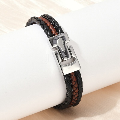 Braided Microfiber Leather Cord Bracelets for Women Men BJEW-D304-17P-02-1