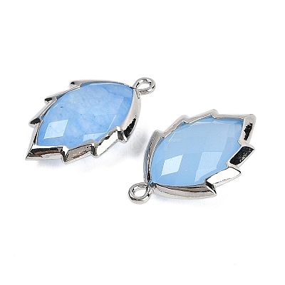 Dyed Natural Jade Faceted Leaf Pendants G-I375-04P-17-1