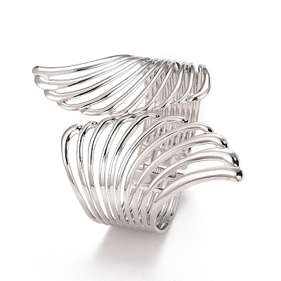 Alloy Hollow Wing Wrap Cuff Bangle BJEW-K223-07P-1